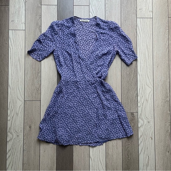 Reformation Blue and White Puff Sleeve Mini Sundress - Picture 1 of 5